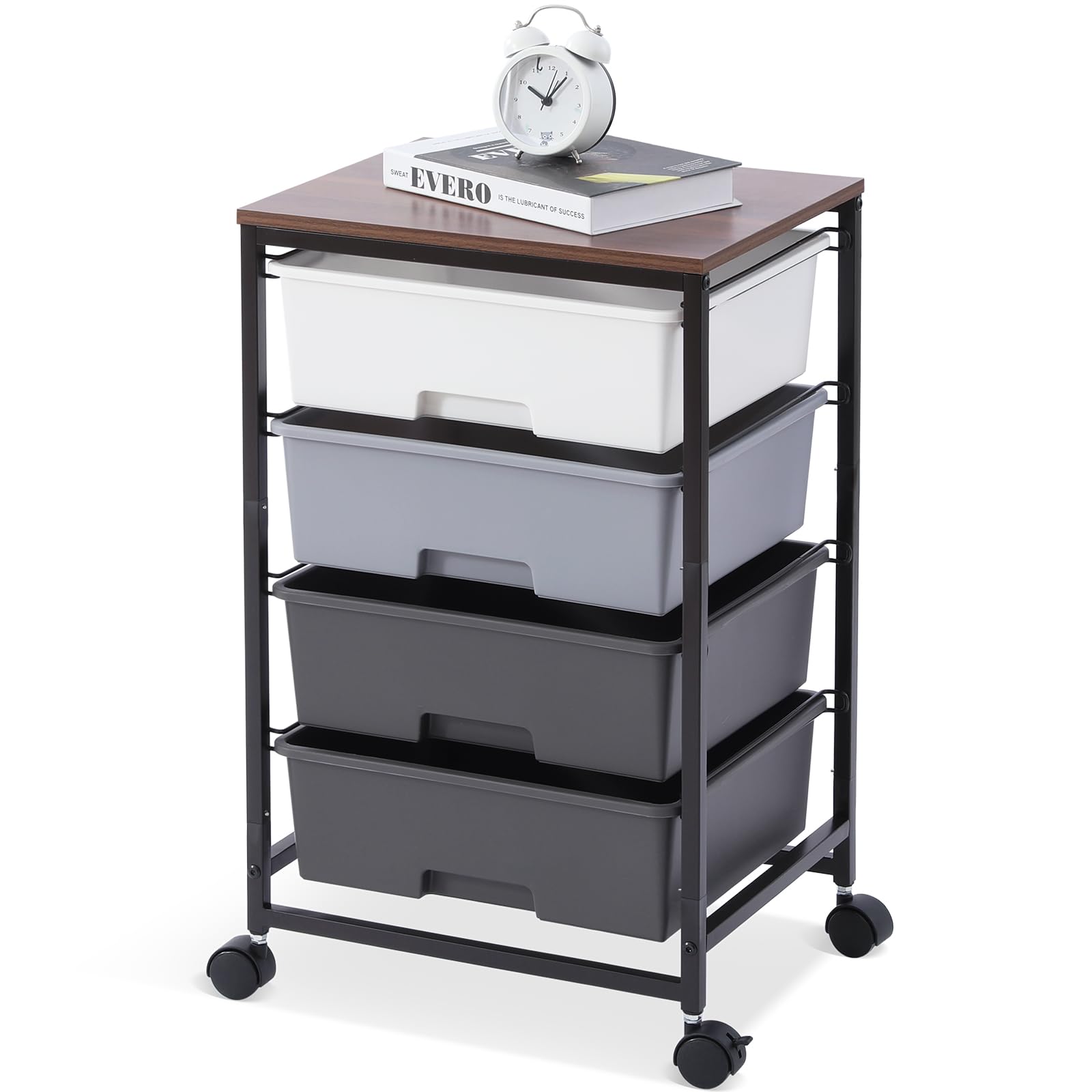 SYKIARIOL 4-Drawer Storage Trolley Rolling Cart, Gray