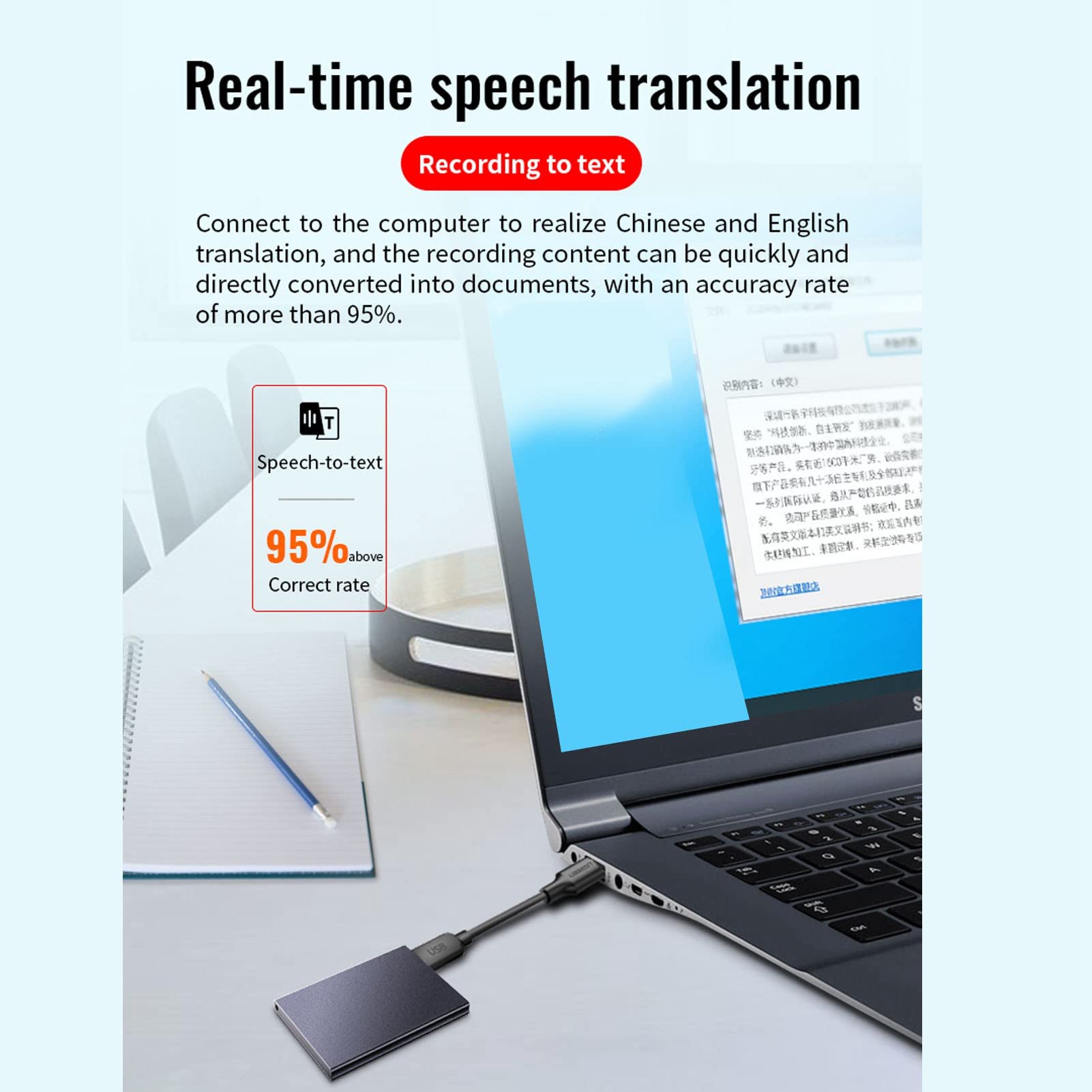 Dyktafon 64 GB, Dyktafon Aktywowany Głosem, Dyktafon Z Baterią Litową 300 mAh I Funkcją Odtwarzania, Redukcja Szumów W Wysokiej Rozdzielczości, Urządzenie Nagrywające Funkcja MP3(64 GB)