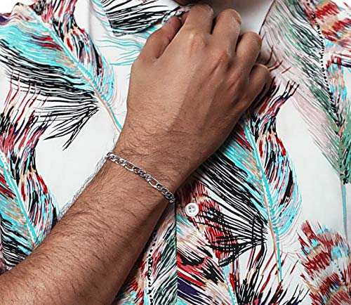 Savlano 925 Sterling Silver Italian Solid Figaro Link Chain Bracelet For Men & Women - Made in Italy Comes With a Gift Box3