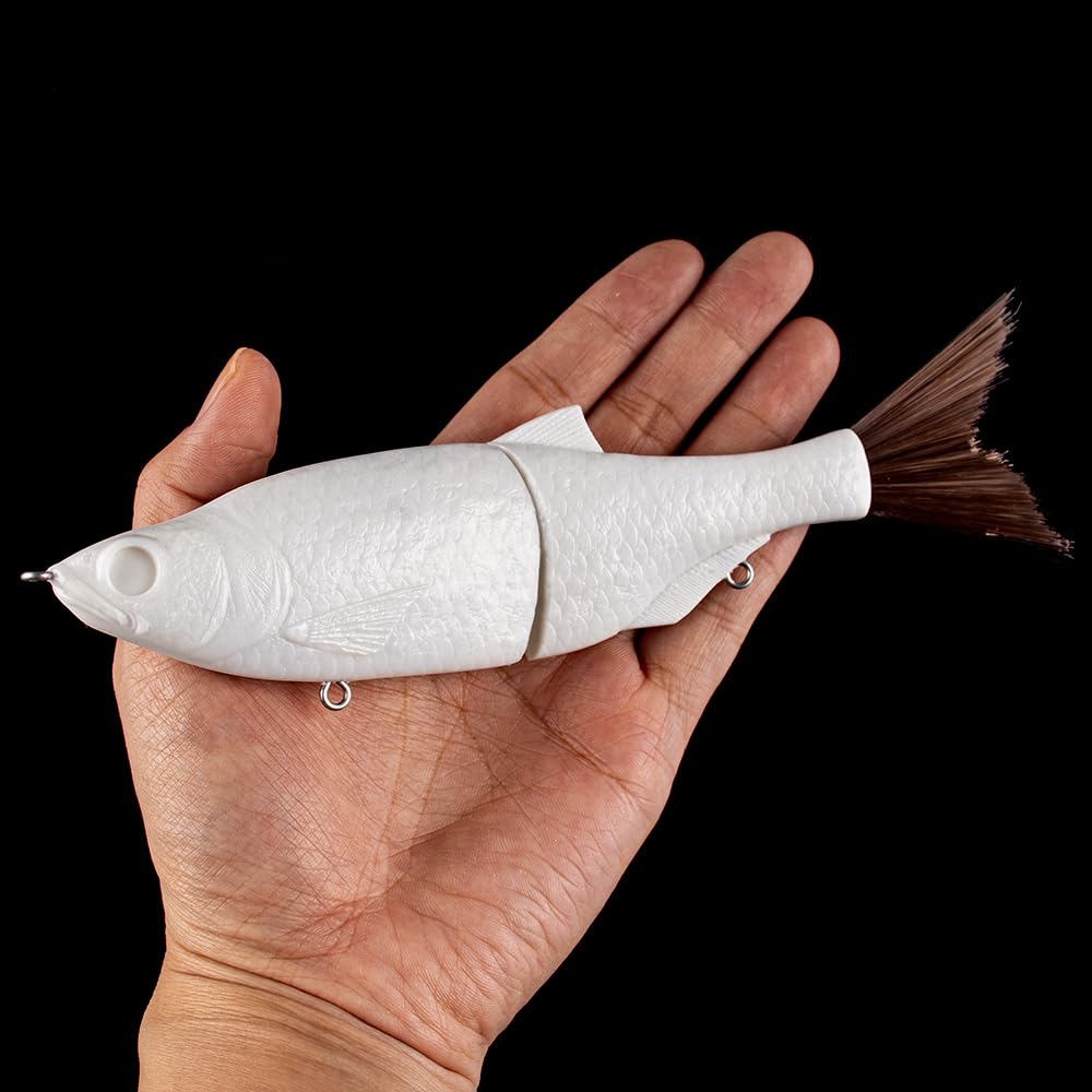 5 cebos de natación con Deslizamiento articulado de 17 cm en Blanco - Señuelos de Pesca de Cuerpo Duro sin Pintar for Cebo hundido DIY - Perfecto for Pesca de lubina y Perca