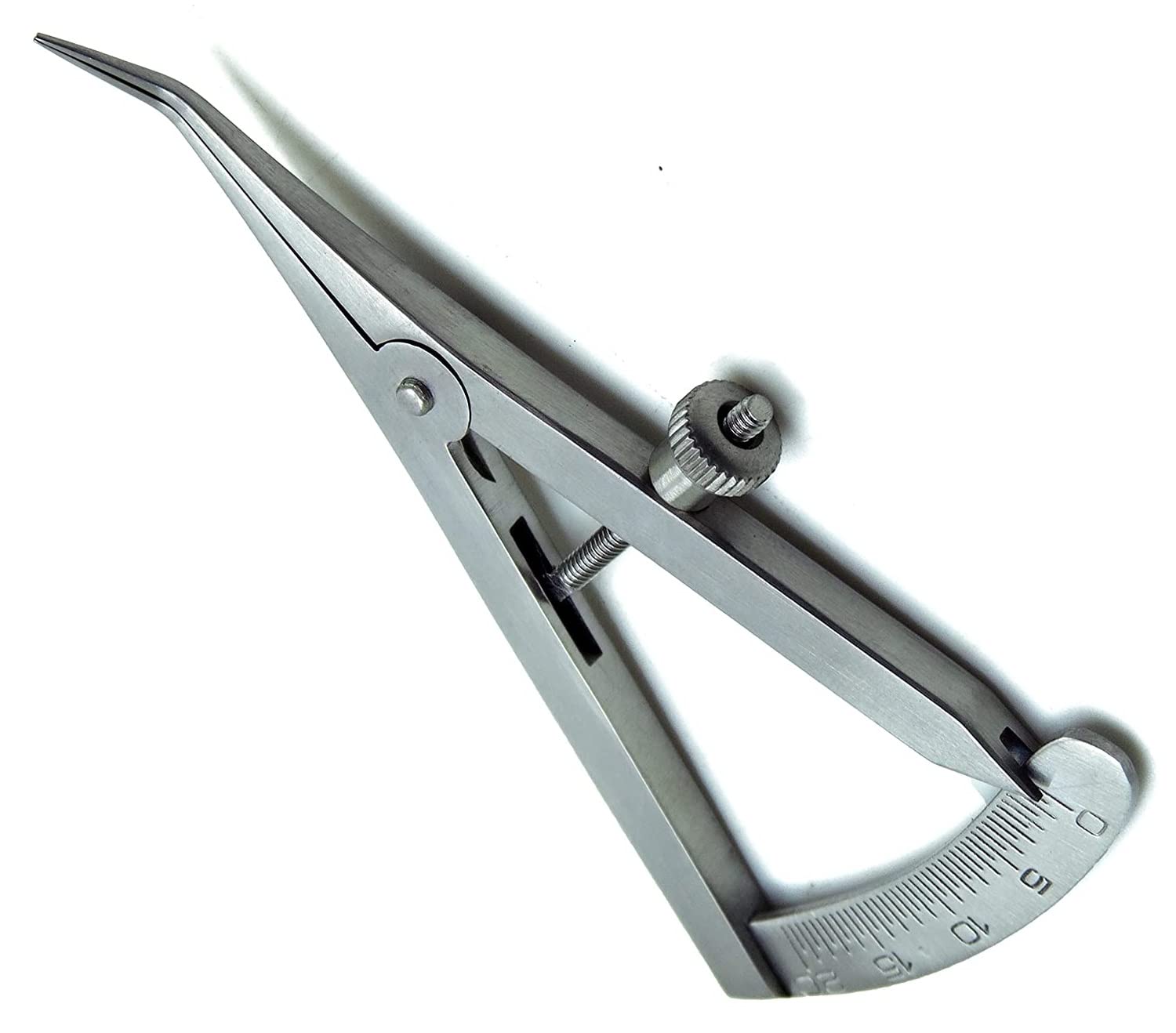 Castroviejo Caliper Range 0-20MM with Curved Tip, Eyelid Measuring Ruler Stainless Steel Ophthalmic Caliper for Double Eyelid Designer Instrument Tool, Measuring Tool Lab Clinic Instruments