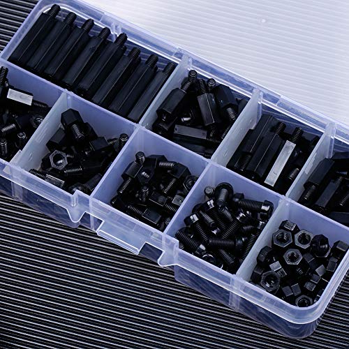 Iflight 220Pcs M3 Nylon Black Hex Screw Nut Circuit Spacer Pcb Board Pillars Standoff Assorted Kit With Detachable Plastic Box For Rc Model Building #TOP2