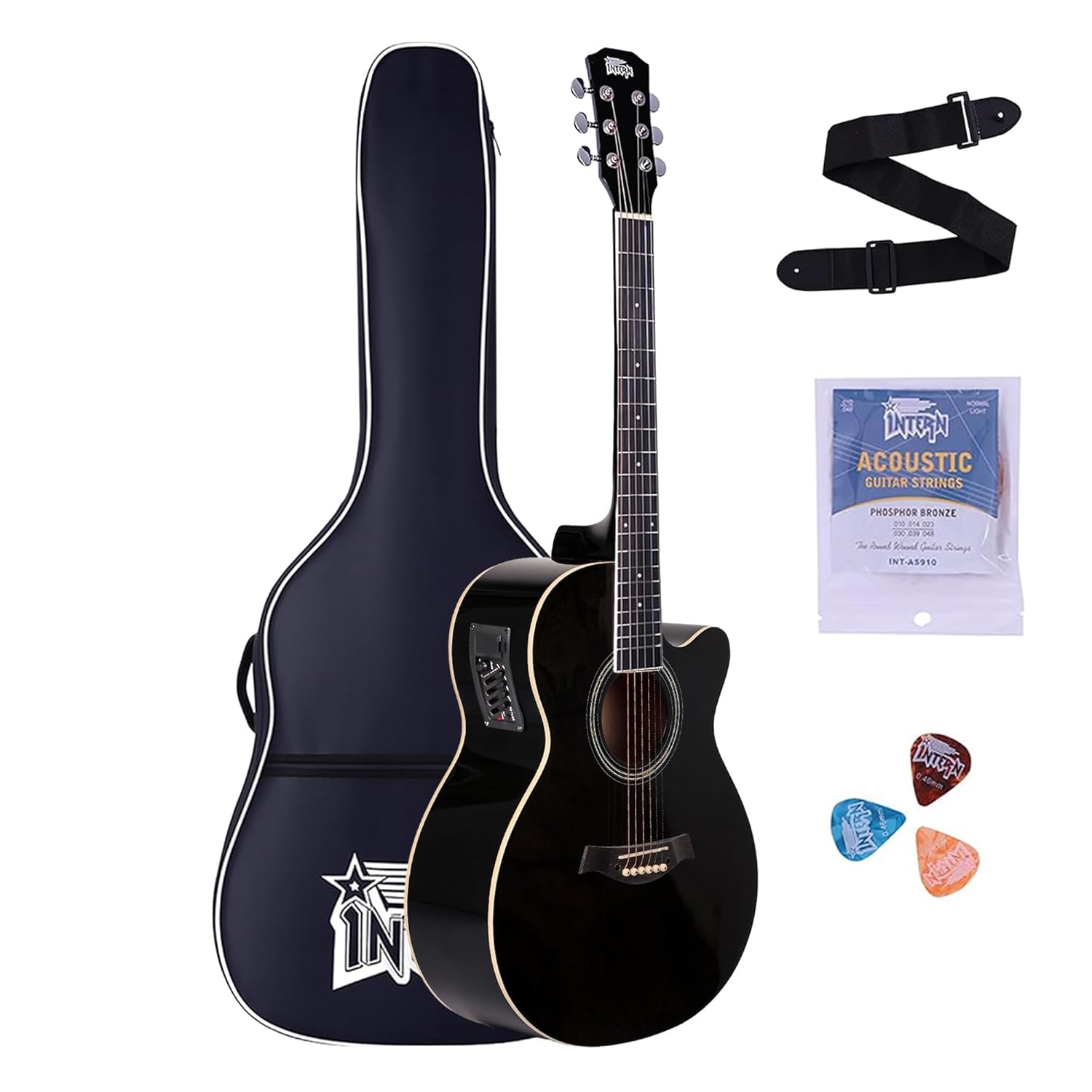 Intern 40" Acoustic Guitar with Pickup – Black, ₹4,512