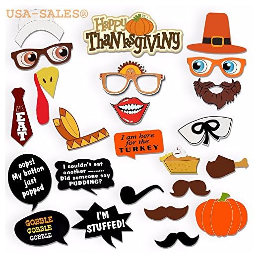 [USA-SALES] Thanksgiving Day Photo Booth Props, Happy Thanksgiving Photo Booth Props Decorations, Attached to the stick NO DIY REQUIRED, by USA-SALES Seller