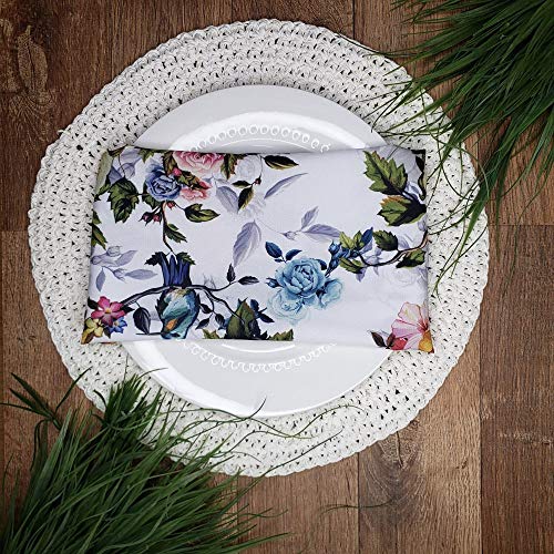 Kit 4 Guardanapos Floral Pássaros Vintage da Charlô 40cmx40cm