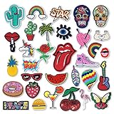 32 PCS Patches Zum aufbügeln,aufnäher Kinder Zum Aufbügeln für DIY Patches zum Aufbügeln Applikation Flicken Zum Aufbügeln Patch Sticker Jeans Kleidung Patches Pflanzen Tiere Cartoon