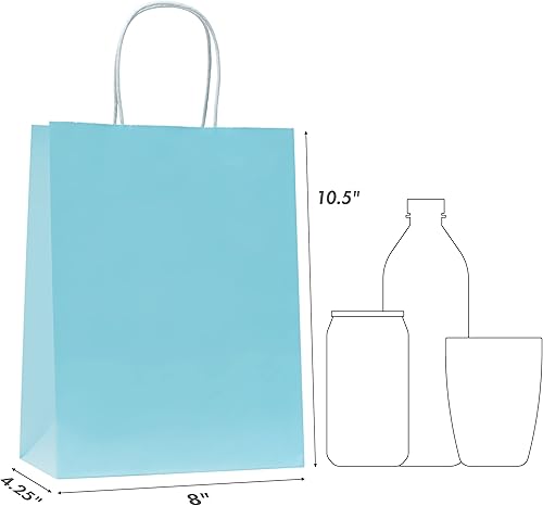 Miniatura 10 de Nexmint Bolsas de papel kraft de 8 x 10.5 pulgadas, bolsas de regalo con asa para cumpleaños, vacaciones, regalos, recuerdos de fiesta, venta al por