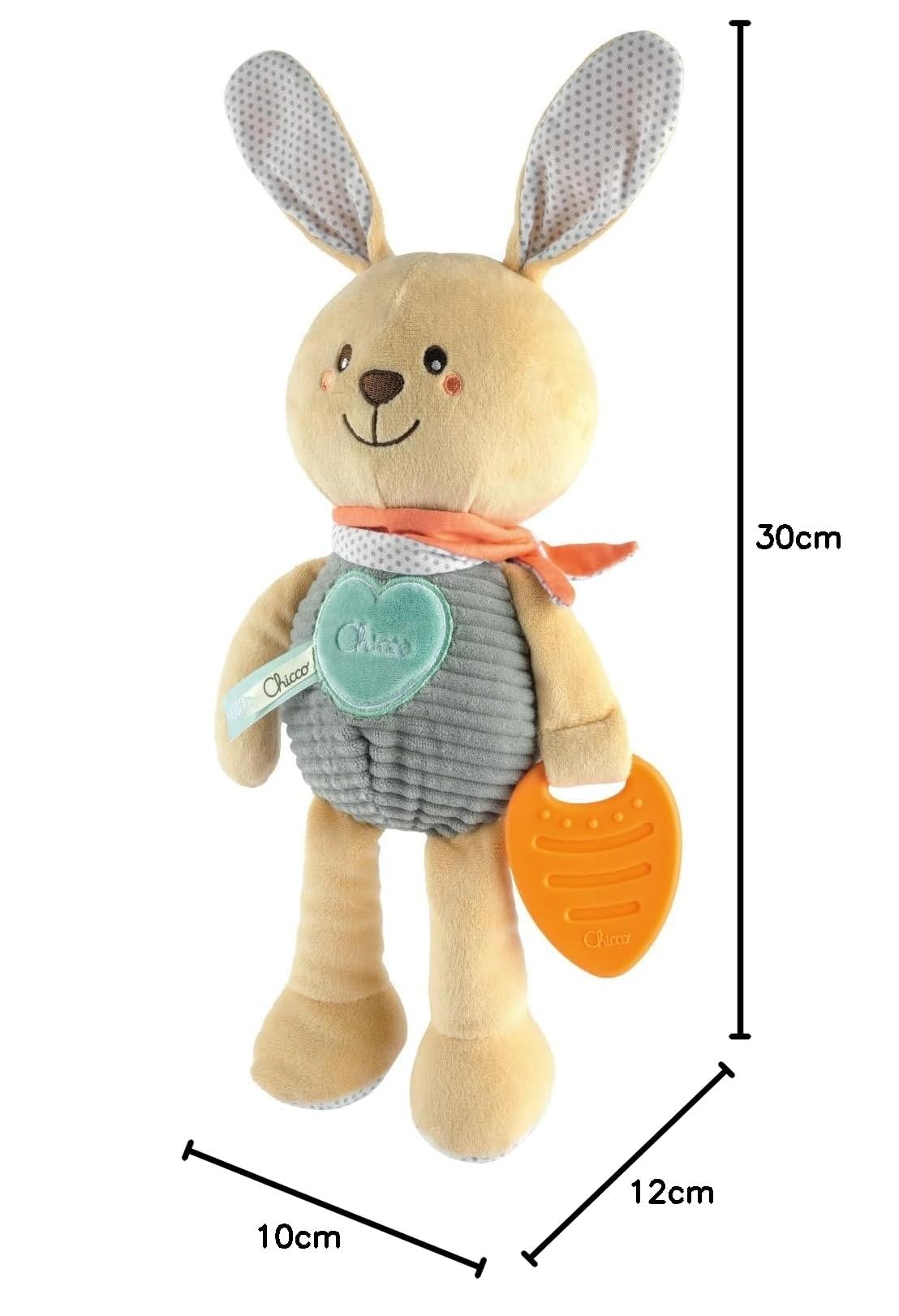 Chicco My Sweet Doudou Congilietto Coccolone, Morbido Coniglietto Realizzato con Diversi Tessuti, con Carotina in Plastica Morbida per Dentizione, Giochi Bambino, 0 Mesi+