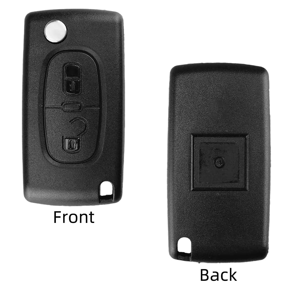 2-przyciskowe etui na kluczyki samochodowe kompatybilne z Peugeot i Citroen - 207, 307, 308, 407, 607, 807, C2, C3, C4, C5, C6, C8, DS3, DS4, zapewnia ochronę i styl (2 sztuki)