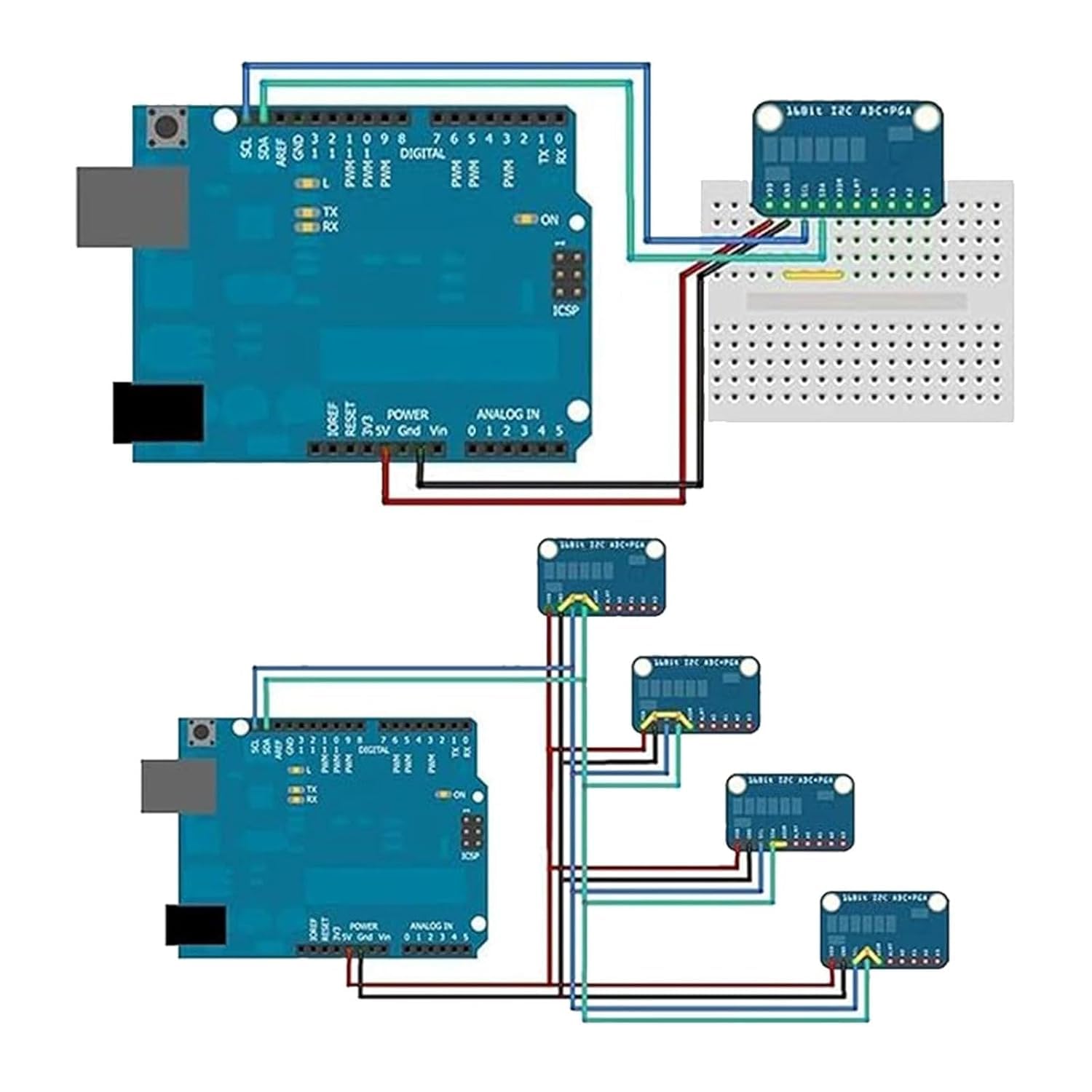 3 adattatori ADS GERUI-1115 (16 bit), convertitori analogici digitali ADC, a bassa potenza (20uA), possono essere utilizzati su rilevazione di corrente e strumenti portatili a bassa velocità