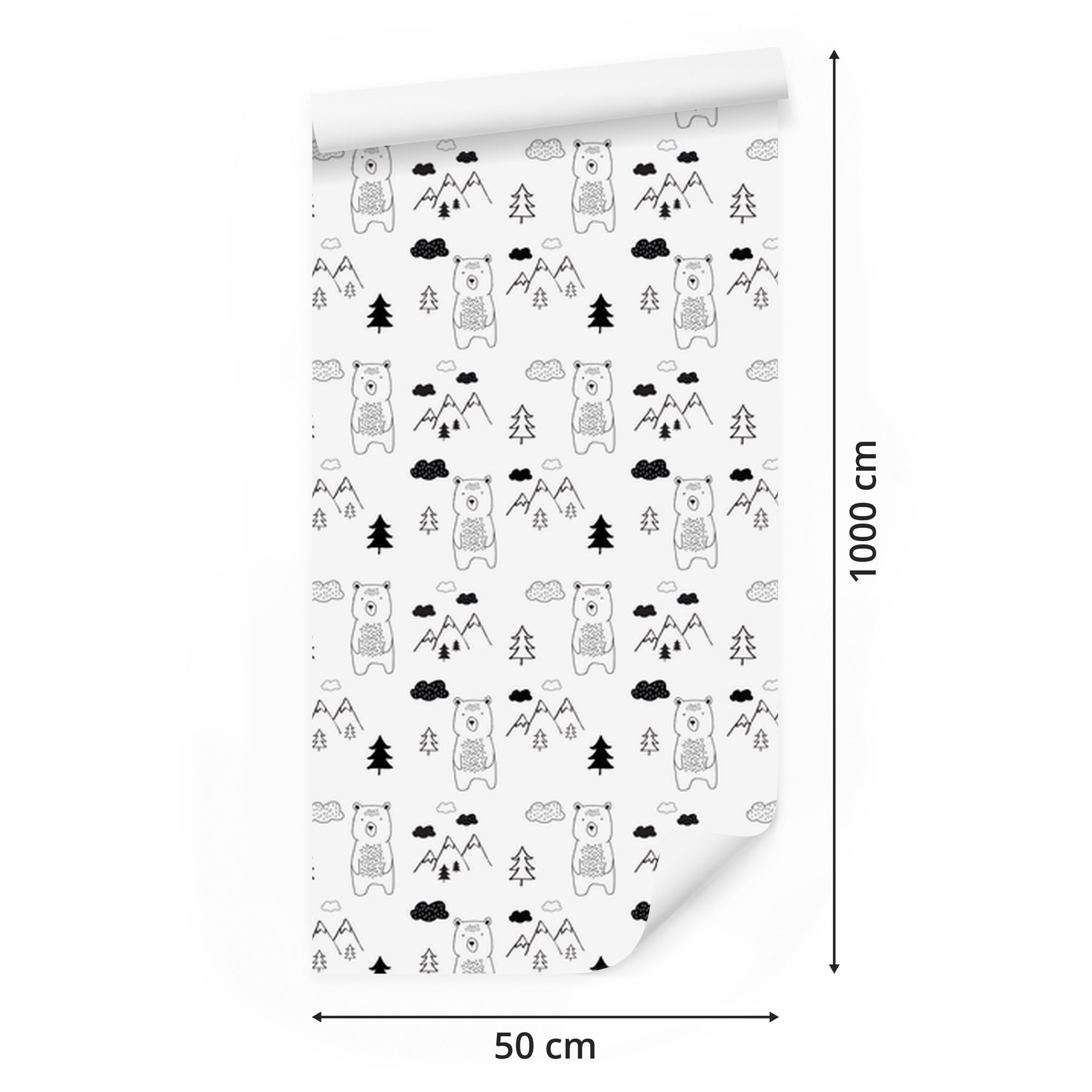 Decoración de Pared, Osos y montañas, 50 x 1000 cm