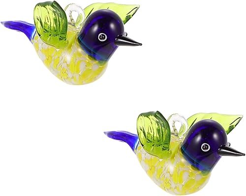 BESPORTBLE Decoración para el hogar, 2 piezas, escultura de cristal de pájaro, figura de colibrí, estatua para el hogar, jardín, césped, paisaje,