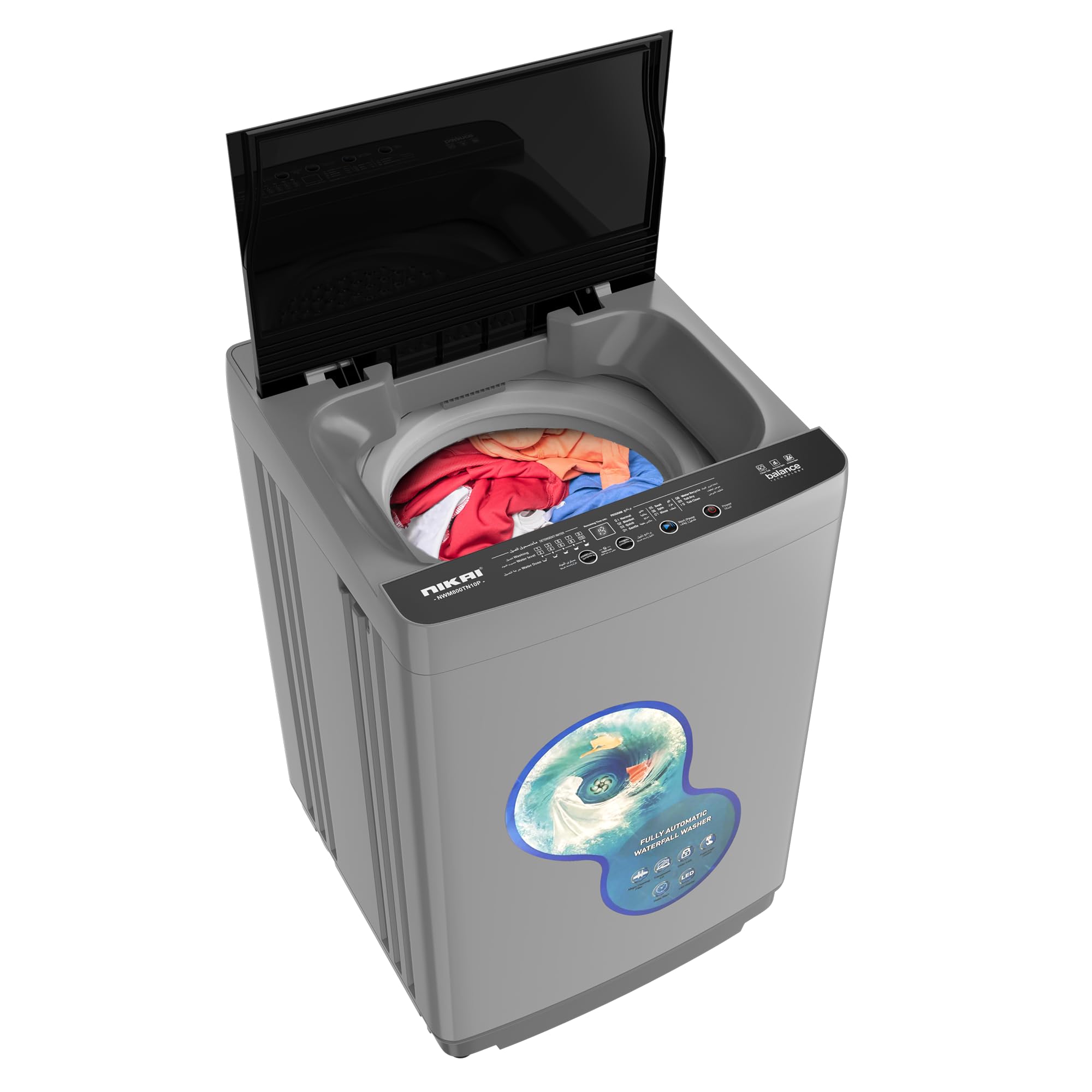 7Kg Fully Automatic Top Loading Washing Machine, Auto Balance, Anti-Wrinkle Body, Child Lock, Power Off Memory, Silent Operation, Stainless Steel Drum, Universal Motor NWM800TN10P Grey