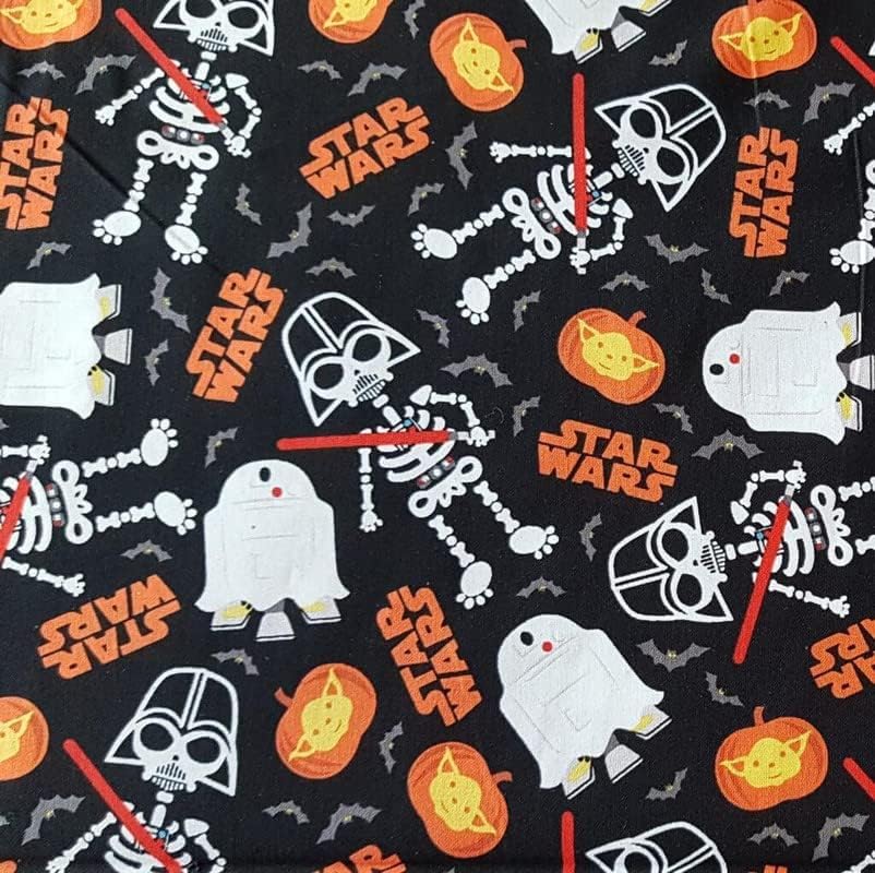 Star Wars Halloween Mini Bolt Tela – 100% algodón, tamaño (45 x 58.5 pulgadas), negro/naranja, tela con licencia original (ideal para manualidades, acolchado, costura, decoraciones)