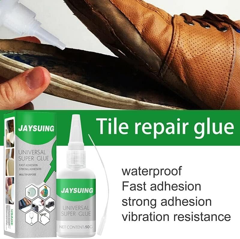 Image of Axciantyy Jaysuing Universal Super Glue 50g - Instant Strong Bond Multi-Surface Adhesive with Precision Applicator for Fast Repair on Wood, Metal, Plastic