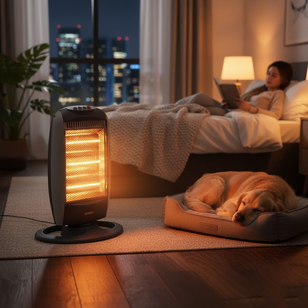 Suinga STUFA ALLOGENA 400W - 800W - 1200W. Sistema di sicurezza anti-ribaltamento. 3 impostazioni di temperatura. Manico per il trasporto