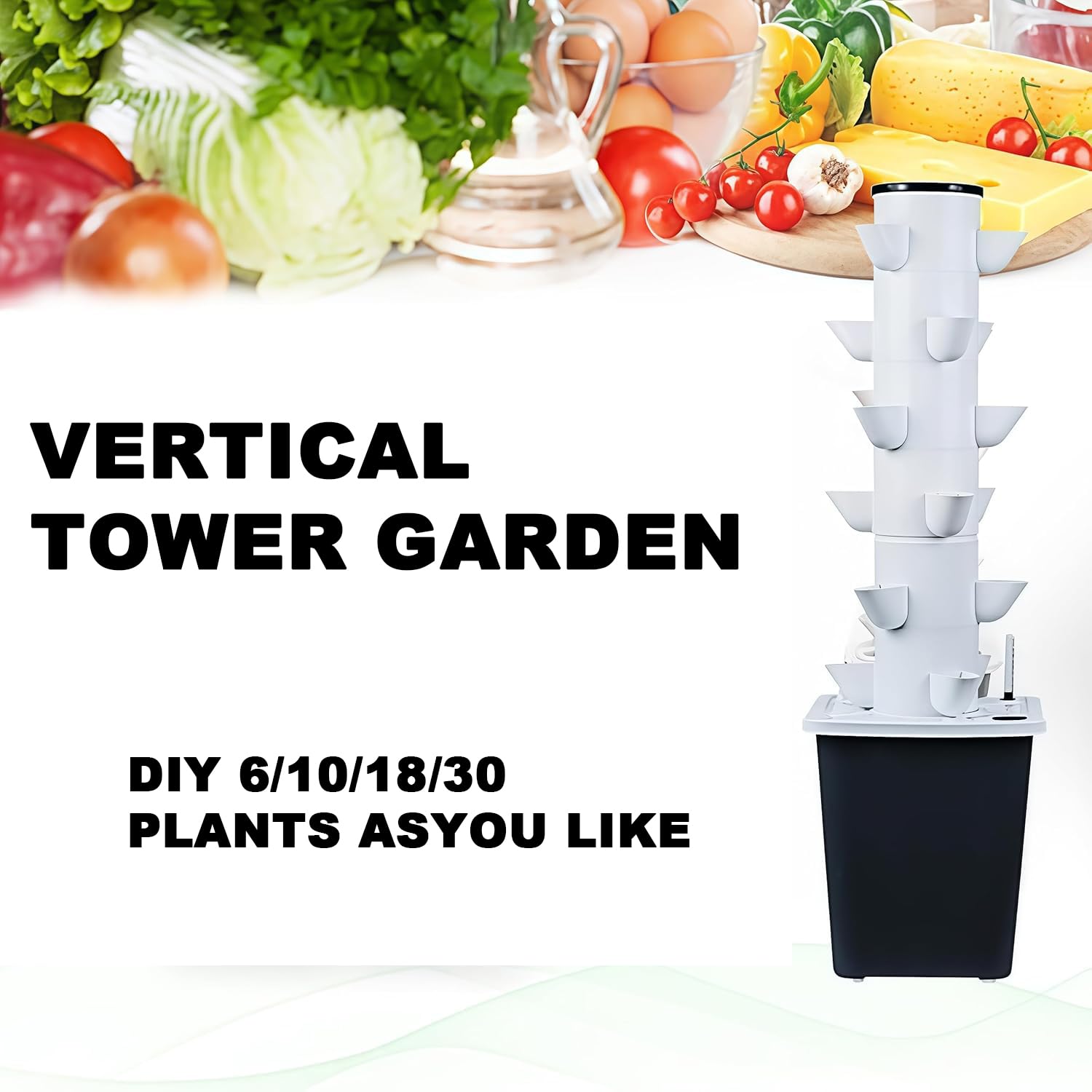 30 cialde idroponica Tower Garden sistema di coltivazione idroponica Aeroponica Kit di coltivazione per erbe, frutta e verdura Timer per erbe, frutta e verdura (25 fori)