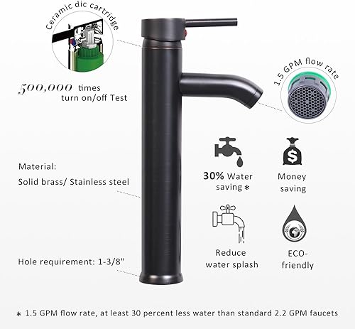 Miniatura 4 de Tocador de baño de 24 pulgadas con encimera de fregadero, vidrio templado, grifo de 1.5 GPM, bronce aceitado para gabinete y fregadero, incluye