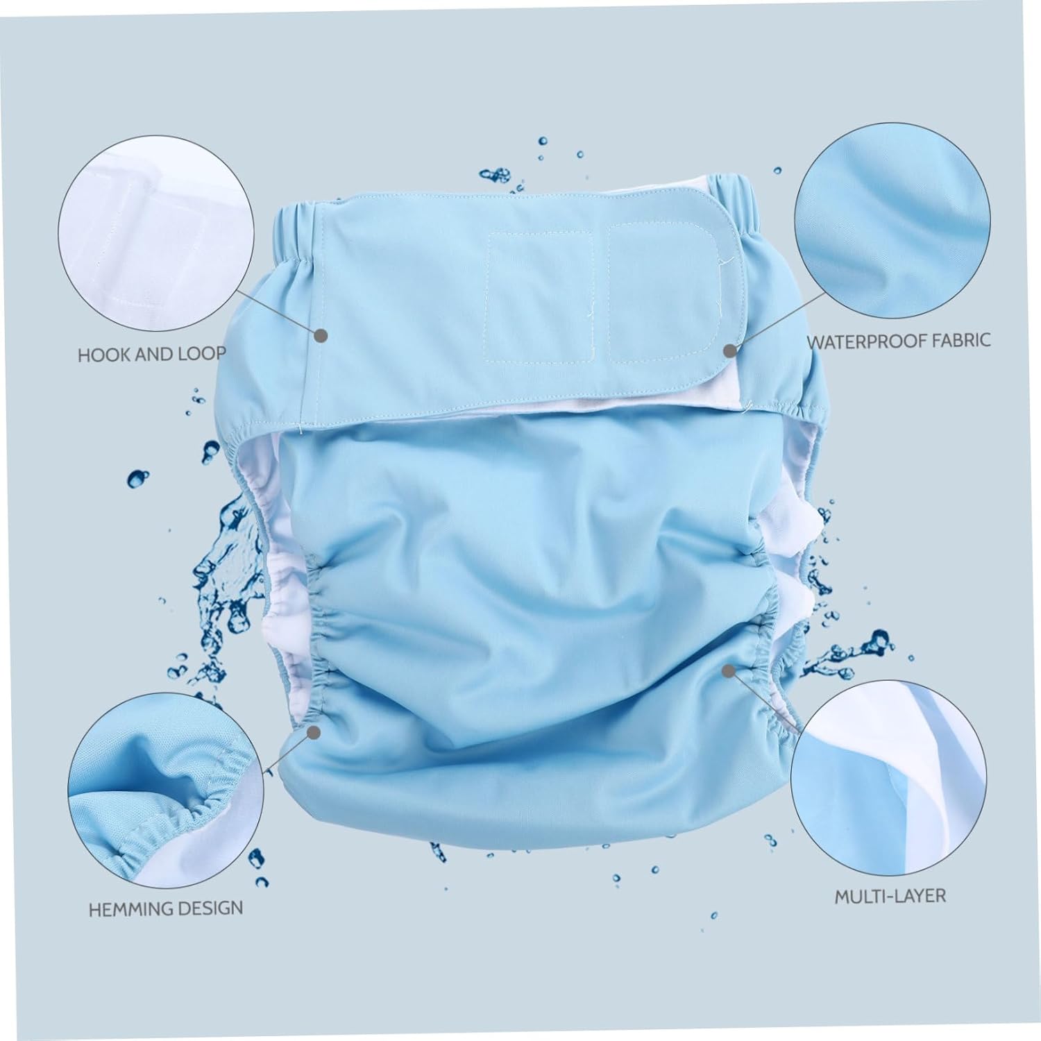 ORFOFE Adjustable Adults Cloth Diaper Washable Reusable for Elderly Soft Breathable Absorbent Padding Leak Care Pant for Men and Women