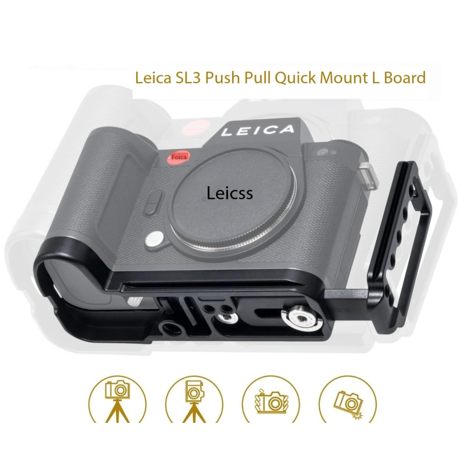 PEIPRO SL3 uchwyt płytowy L do aparatu Leica SL3, poziomy i pionowy uchwyt kamery z szybkim zapięciem Push-Pull, wykonany z aluminium