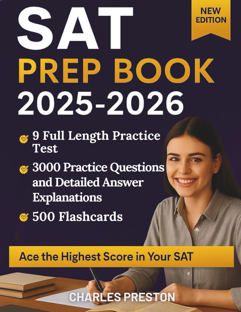 SAT PREP BOOK 2025-2026: Complete Study Guide With 9 Full-Length Practice Tests, 3000 Practice Questions And Detailed Answer Explanations, 500 Flashcards, & Proven Strategies To Ace The Highest Score