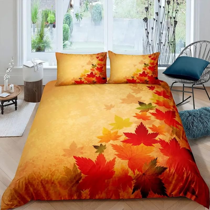 Housse de couette 90x190 motif feuille d'érable pour décorer la chambre enfant