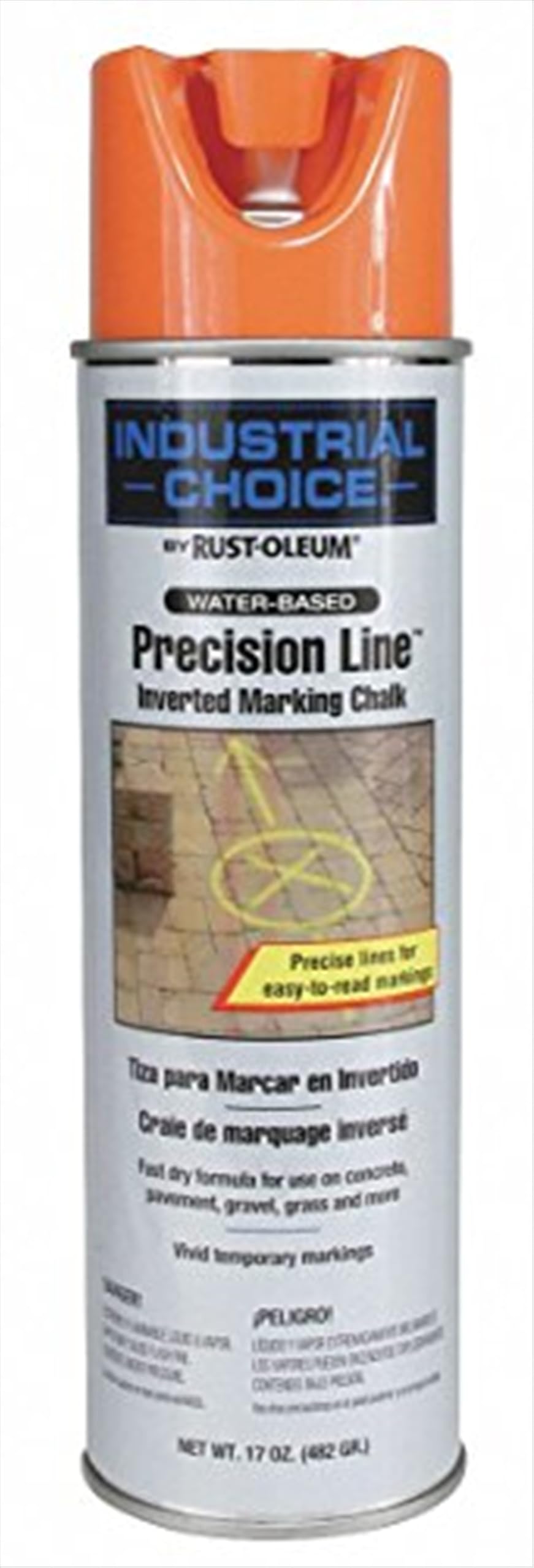 Rust-Oleum205233 Industrial Choice MC1800 Inverted Precision Line Marking Chalk Spray, 17 oz, APWA Orange