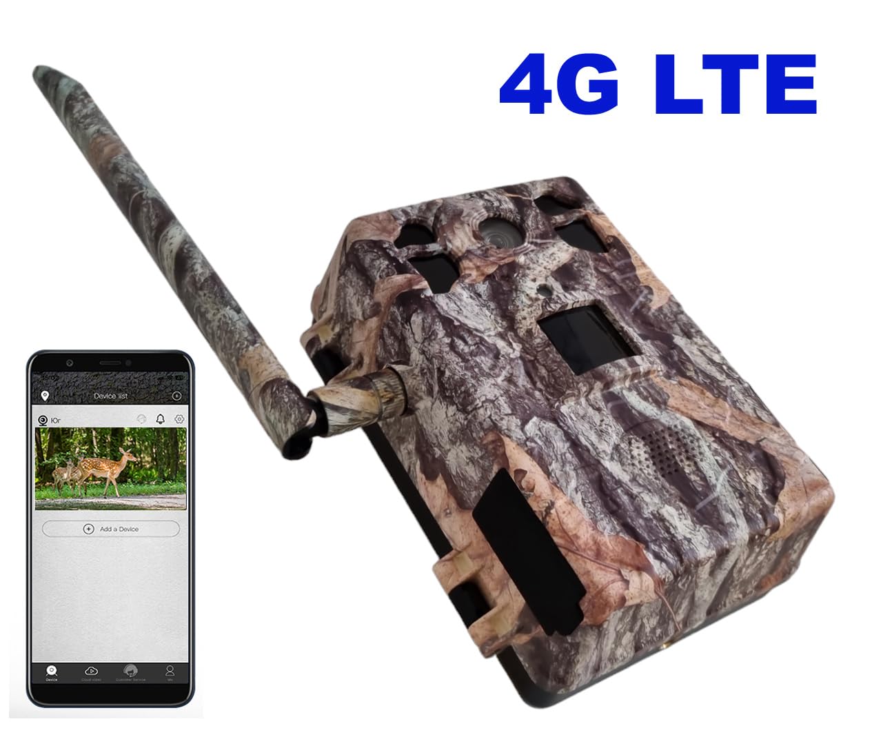 TKSTAR Wildkamera Bewegungsmelder Nachtsicht Wild-Tier-Kamera/Handyübertragung LTE 4G SIM-Karte LIVE APP/Trail Jagd Outdoor Fotofalle Wildlife 6 x starker Akku Speicherkarten-Slot (Braun/Grün)