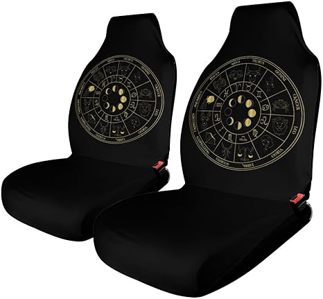 Zodiac Wheel Astrology Horoscope Circle Sun Wiccan Car Seat Covers, Car Seat Protection for Women and Girls, Suitable for Most Vehicles, Cars, Cars, Trucks, SUVs, Vans.