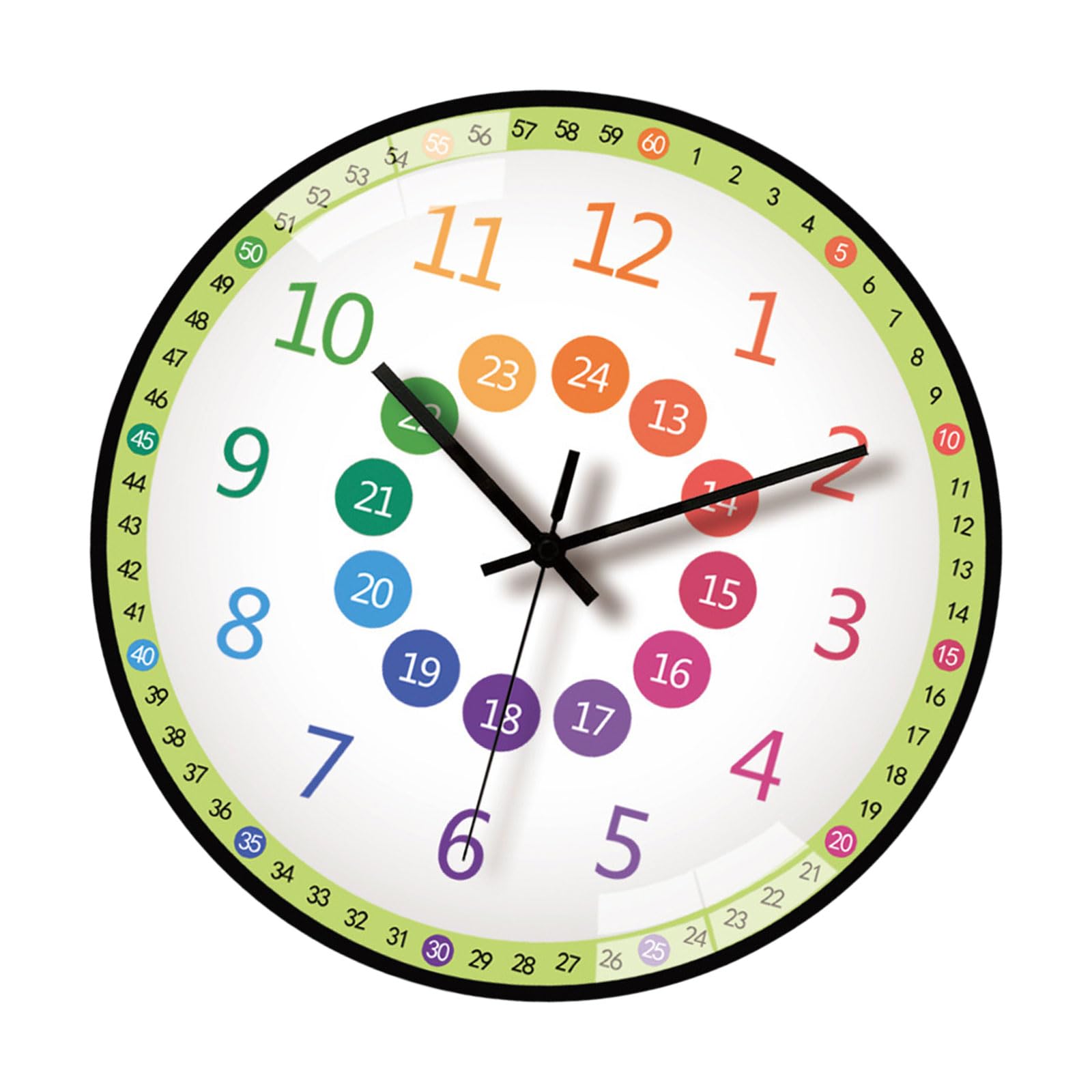 Buxuaaaa 8Inch Kids Wall Clock Time Management Quiet Clock Telling Time Teaching for Early Education Room Decoration Early Education