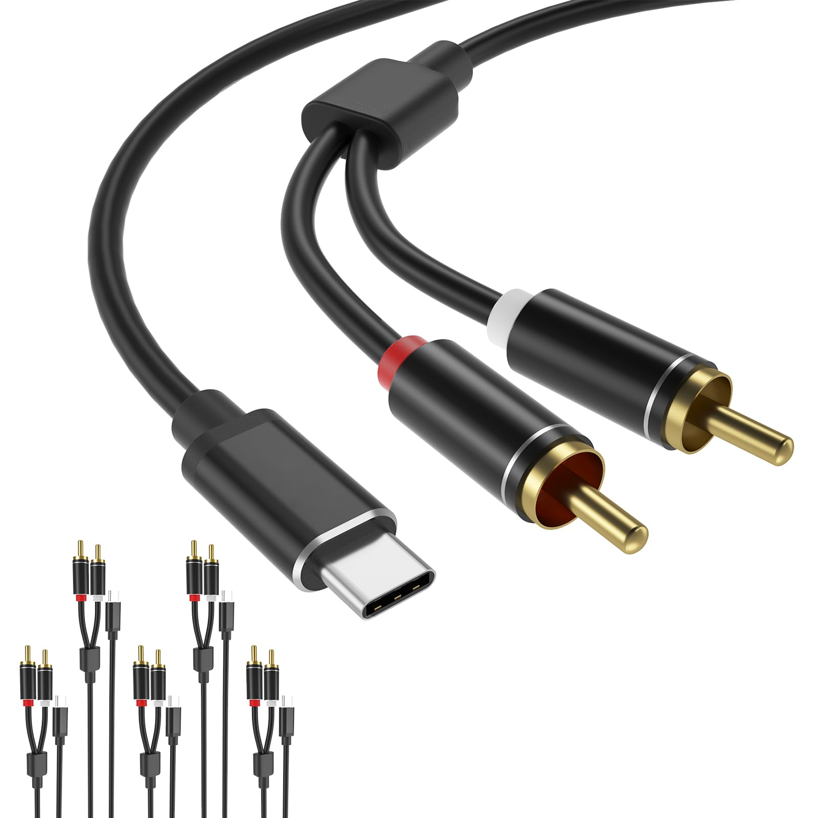 Photo 1 of Yinker USB Type C to 2 Male RCA Cable - 5pack/3ft, Type C to L/R Stereo Audio Adapter, USB C to Y RCA Splitter Cable