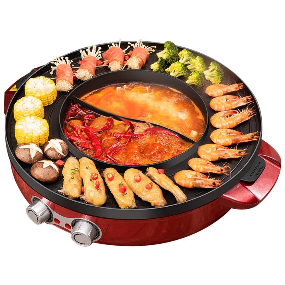 Buy Hot Pot with Grill, 2000W 2 in 1 Electric Hot Pot Grill Cooker with