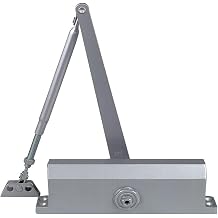 Dynasty Hardware Door Closer, Commercial Grade Size 3 Spring, Hydraulic Automatic Series 3000 Door Closer Sprayed Aluminum | Commercial Hydraulic Door Closer, Self-Closing Surface Mount, Adjustable Spring Size 3