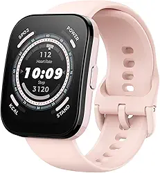 Relógio Inteligente Amazfit Bip 5, GPS, Chamadas Bluetooth, Bateria de 10 dias, Tela ultra grande, Rastreamento de passos, Alexa Built-In, AI Fitness App (Pink)