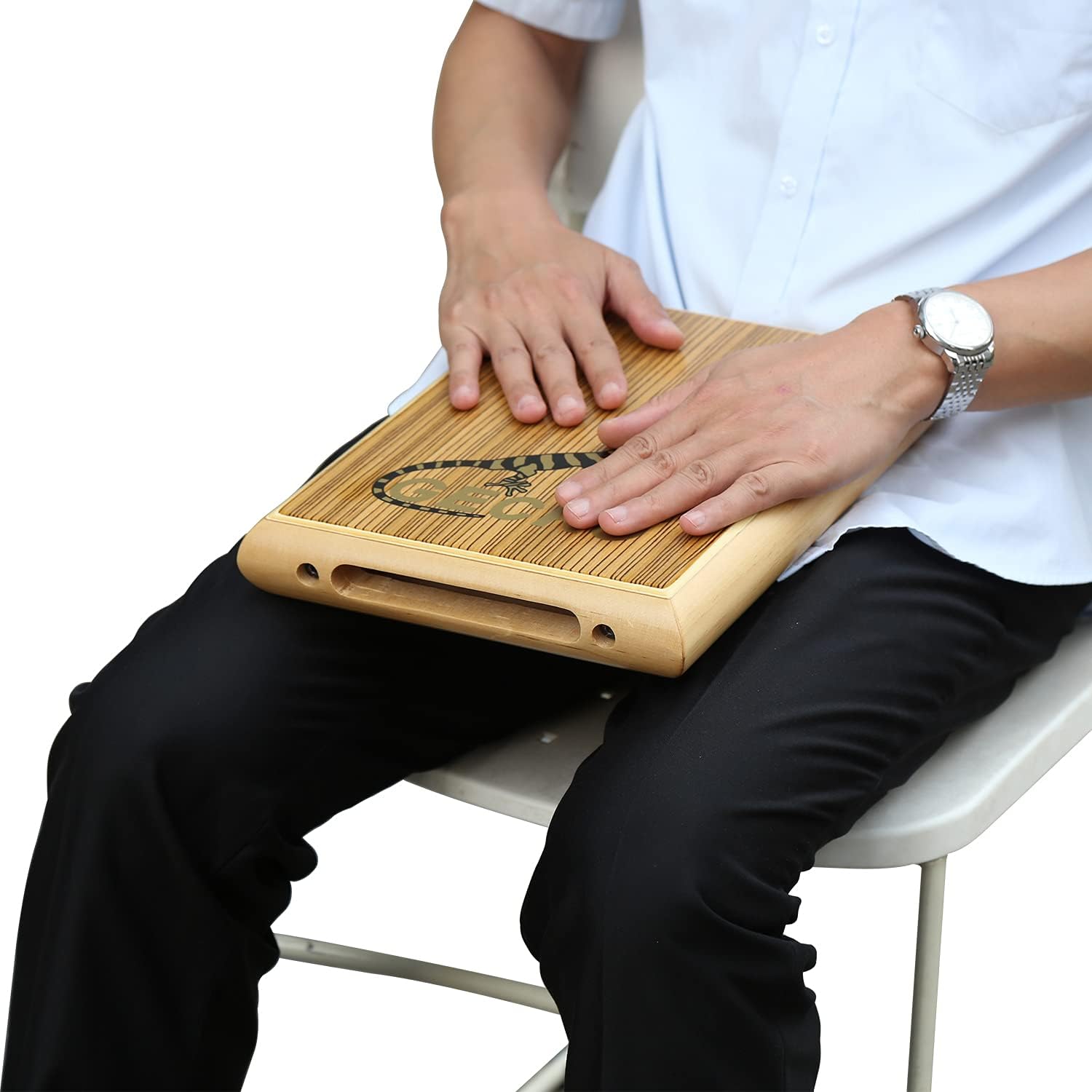 Flache Reise-Cajon-Trommel mit Tasche, leichte kompakte Gitarrensaite, integrierte Cajon, Handwerks-Zebraholz & Birkenkörper