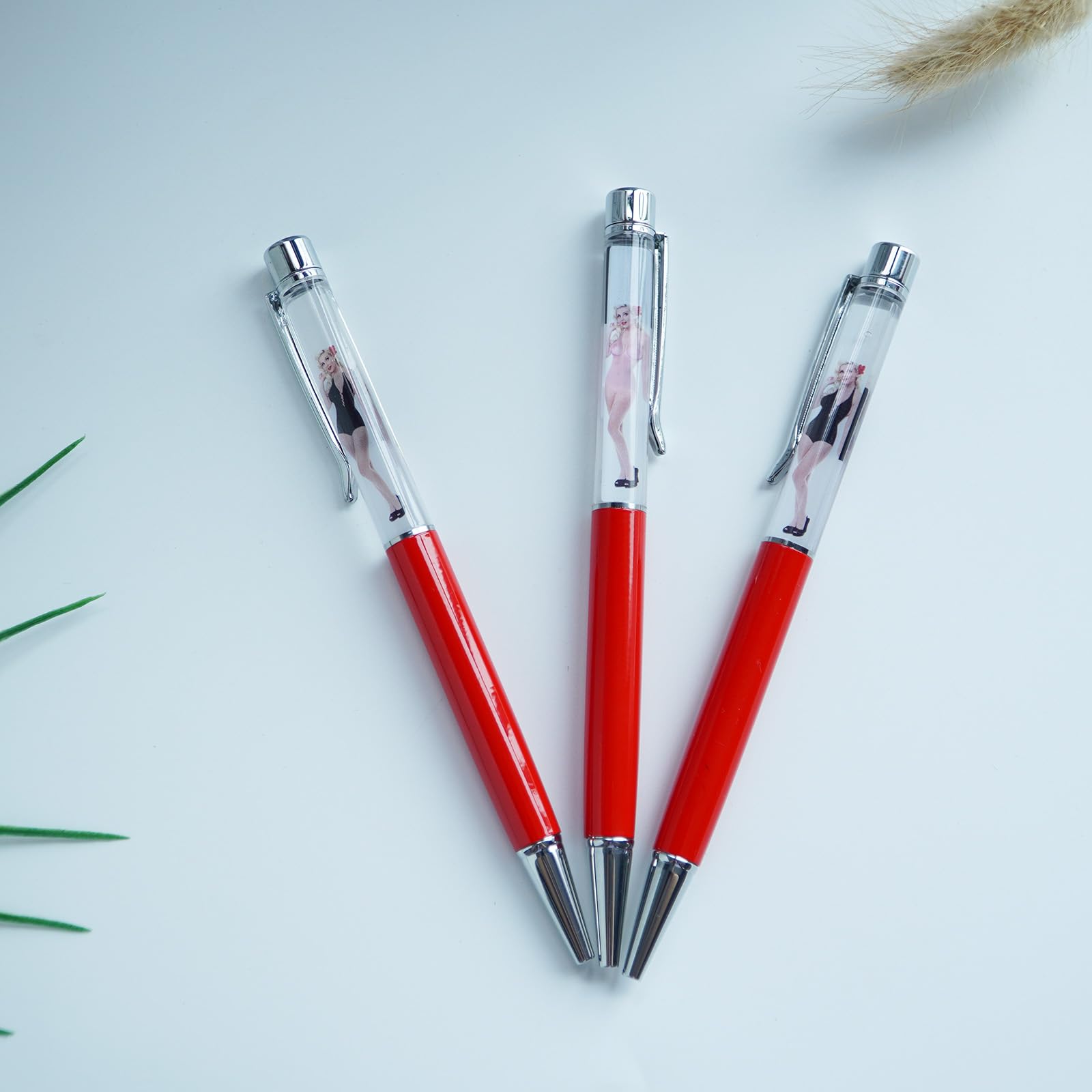 Sikyby Luxury Naked Lady Girl Funny Writing Journaling Office Pen Floating Floater Tip And Strip Kawaii Ballpoint Nude Pens For Adult Women Men Nice Gift(Red) - Image 3
