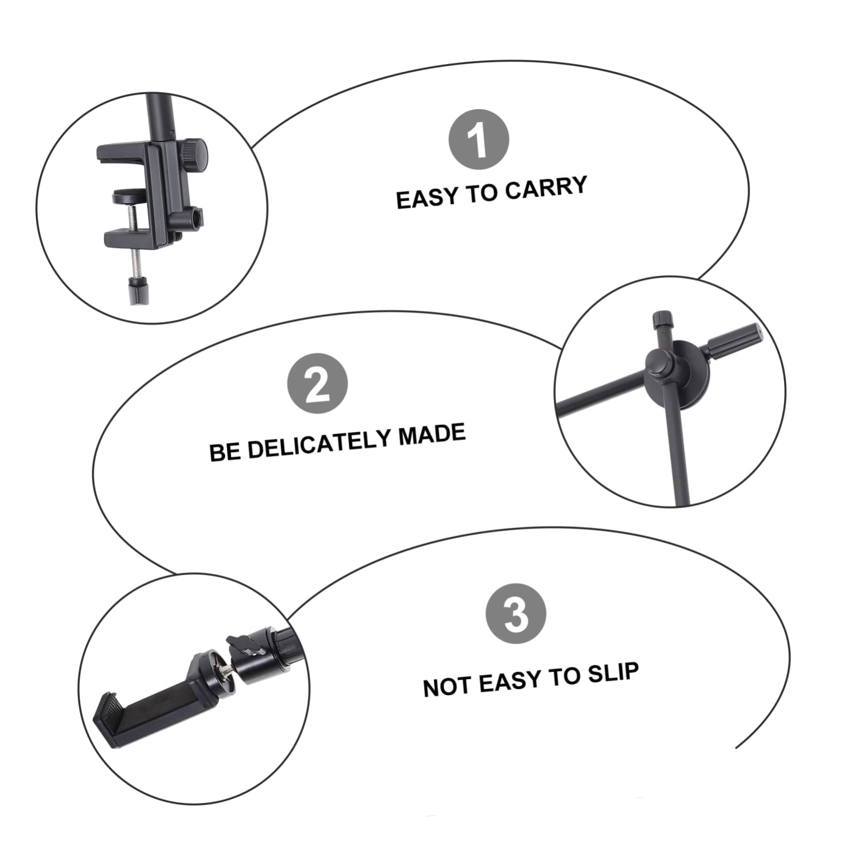 Soporte para Teléfono Móvil Uso Manos Libres Brazo Articulado Flexible Accesorio Negro y Base de Abs Adecuado para Grabación de Video para Escritorio