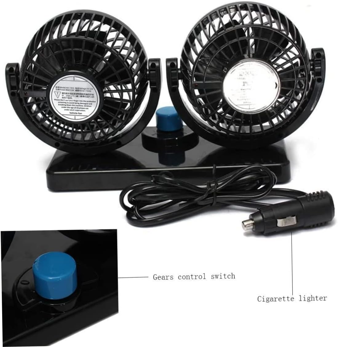 Car Fans Dual Head Electric Cooling Air Fan Portable Car Seat Fan for SUV RV Vehicles Boat Golf Cart Cooling Fans : Electronics