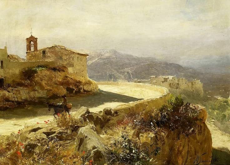 Toile peinture murale paysage italien Siemiradzki impression haute netteté