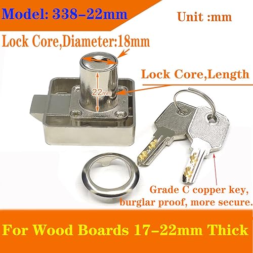Miniatura 4 de Cerradura automática con lengüeta, puertas de gabinete, cajón, cerradura de armario de seguridad con llaves (con llave similar), puerta doble