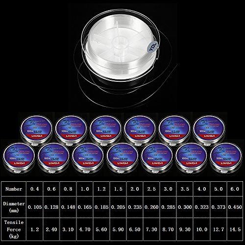 DECDEAL Linha de Pesca 100m Linha Linha de Pesca Fina Branca Transparente Fundição Lisa para Água Do