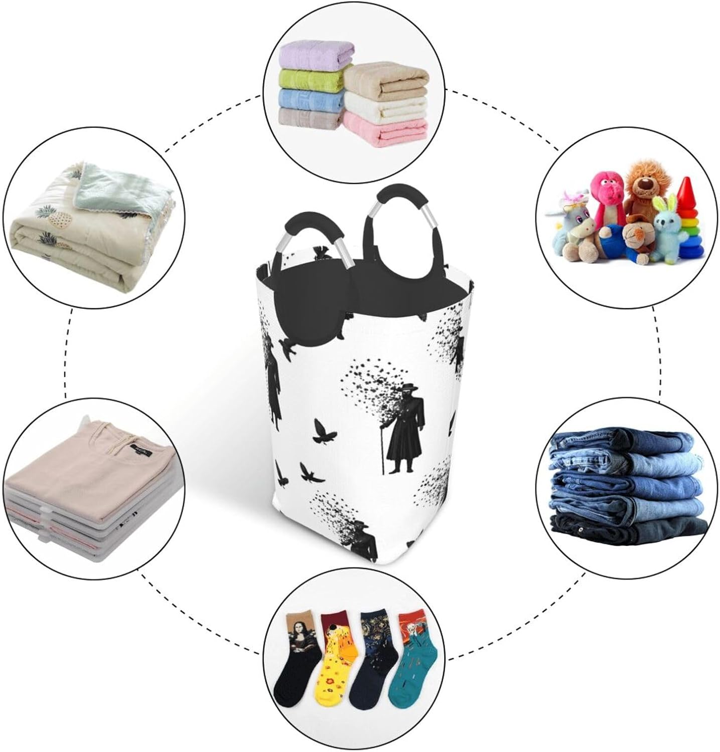 Black Crow Raven Bird Dirty Clothes Pack Square Storage Bag Laundry Bathroom Home Necessities