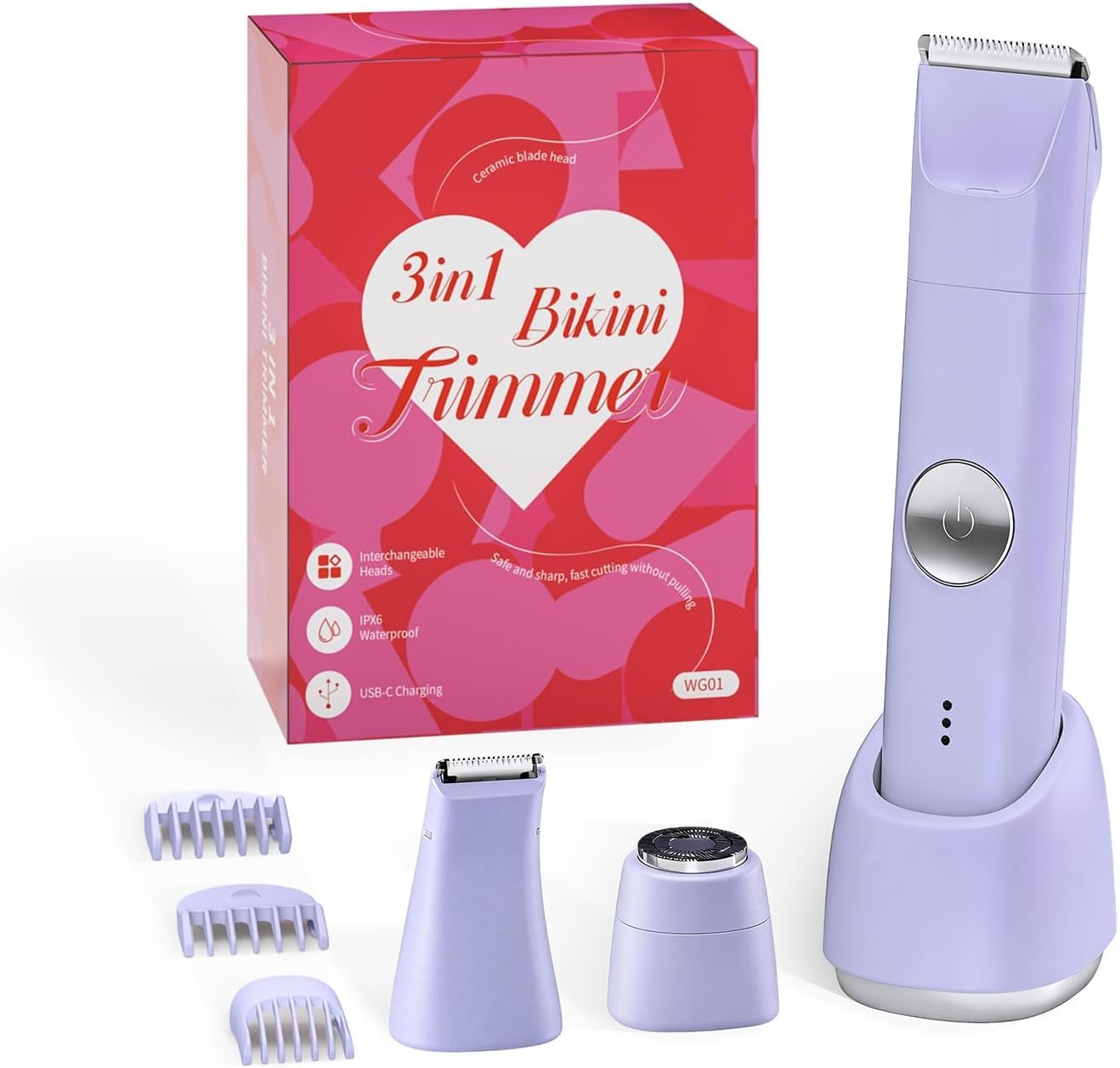 3-in-1 Electric Shaver for Women with Ceramic Blade, Wet/Dry Use
