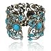 Less like Vintage VTG Rainbow Blue Flower Resin CZ Rhinestone Drop Cuff Bracelet Bangle