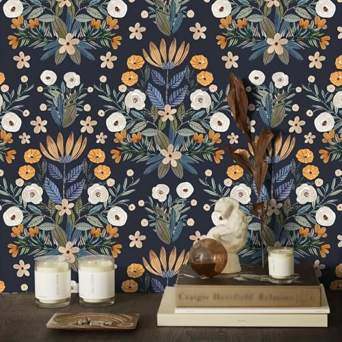 Floralplus Peel and Stick Wallpaper Boho Removable Wallpaper for Bathroom