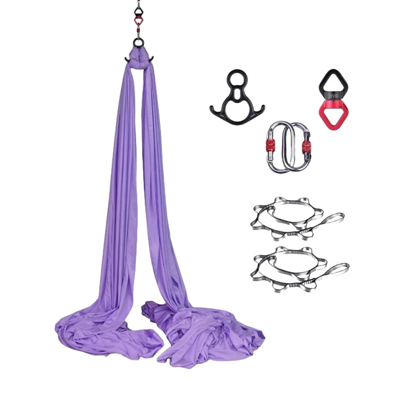 INLANDSIS Hotel Bee Yoga Aerial Silk(8x2.8m), Yoga Hammock for Hanging, Trapeze Swing, Strong Load-Bearing, Safe Protection, Yoga Swing Set, Acrobatics Hammock (Light Purple)