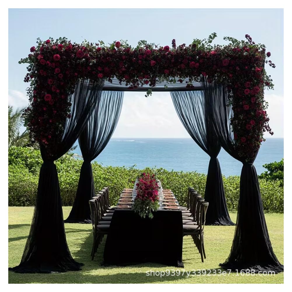 Arche de mariage en tulle noir rideau vaporeux décoratif unique