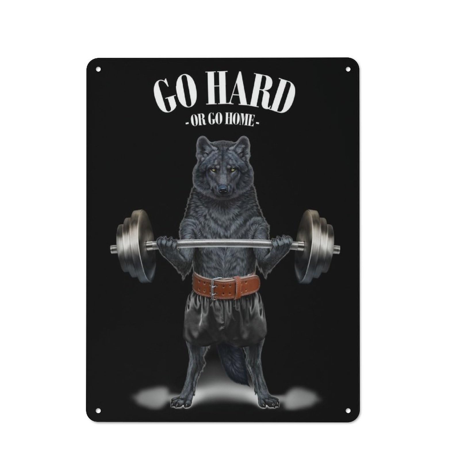 Junmoney Black Wolf Weightlifting Retro Metal Wall Sign 40X30cm With For Home Bar Wall, A Housewarming Gift For Hosts Who Enjoy Retro Interiors