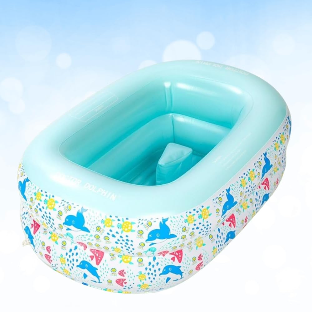 PlayMagic AquaBub Dolphin Rectangular Inflatable Bathtub|Swimming Pool with Leg Support|Soft Material Portable Bath Tub|Travel Bathing Tub|Outdoor Toy for Kids 6-24 Months|Birthday Gift-image-44