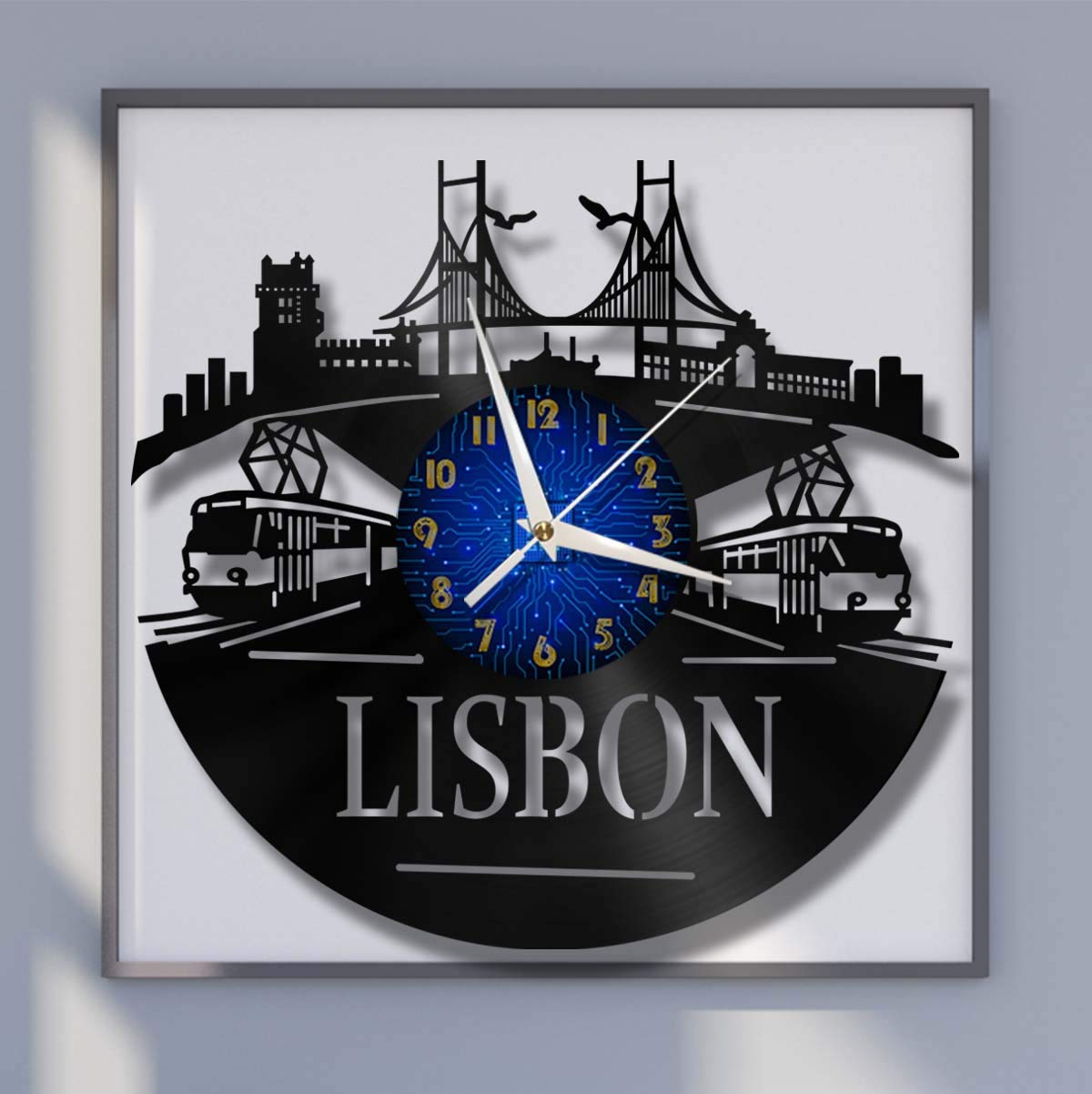 Horloge Murale de Disque Vinyle de 12 Pouces Lisbonne B